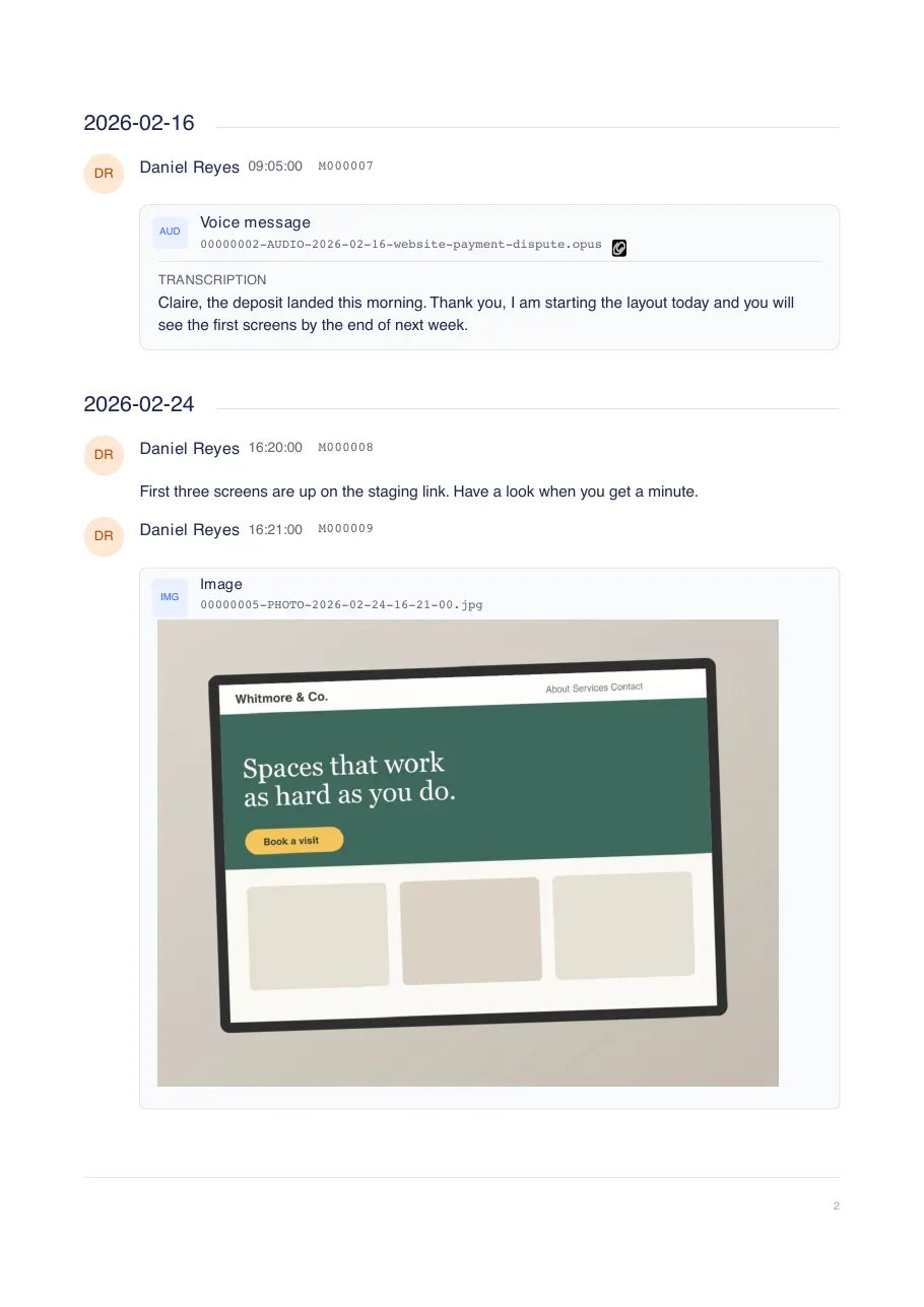 A real page, made from a sample chat.
